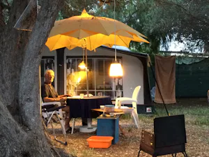 Camping Internazionale Valle dei Templi - Wohnwagen- und Zeltstellplatz unter Bäumen auf dem Campingplatz