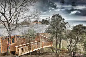 Camping Itxaspe - Mobilheim vom Campingplatz mit Terrasse und Blick auf das Meer