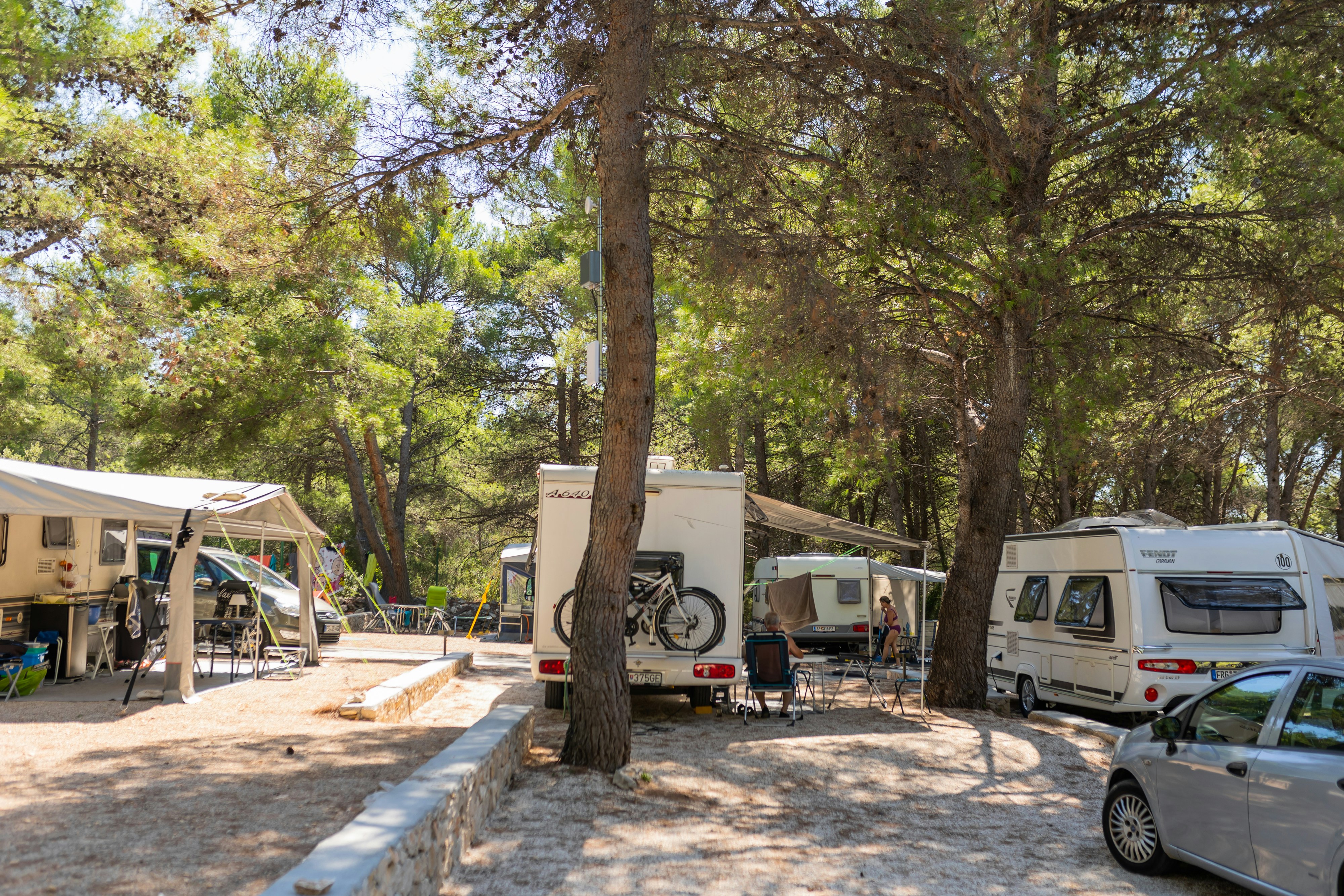 Maris Oasis Camping - Standplätze zwischen den Bäumen auf dem Campingplatz