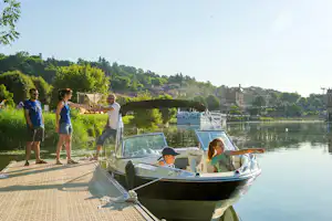 Camping Kanopée Village - Boot fahren auf dem Saone Fluss