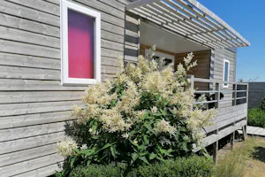 Camping La Baie des Veys - Mobilheim mit Veranda auf dem Campingplatz
