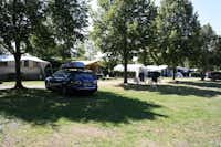 Camping La Coccinelle  -  Wohnwagen- und Zeltstellplatz vom Campingplatz zwischen Bäumen