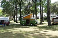 Camping La Palombière - Camping-Van im Grünen auf dem Campingplatz