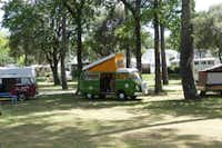 Camping La Palombière - Camping-Van im Grünen auf dem Campingplatz