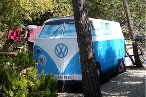 Camping La Pineta - Wohnwagenstellplätze im Schatten der Bäume auf dem Campingplatz