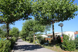Camping La Vallée Bleue - Mobilheime und Zeltplatz vom Campingplatz zwischen Bäumen