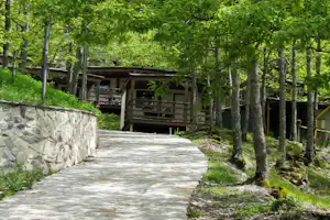 Camping La Verna - Strasse auf dem Campingplatz zu den Mobilheimen