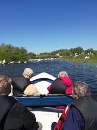 Camping Lac Murighiol - Gäste auf Boot auf dem Fluss auf dem Campingplatz