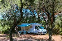 Camping Ladouceur - Stellplatz im Schatten der Bäume