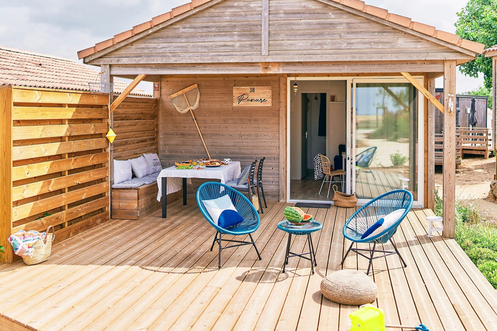 Camping Le Bellevue  Camping LE BELLEVUE - Terrasse eines Mobilheims