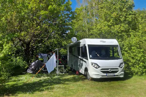 Camping Les Chalands Fleuris - Standplätze zwischen den Bäumen auf dem Campingplatz