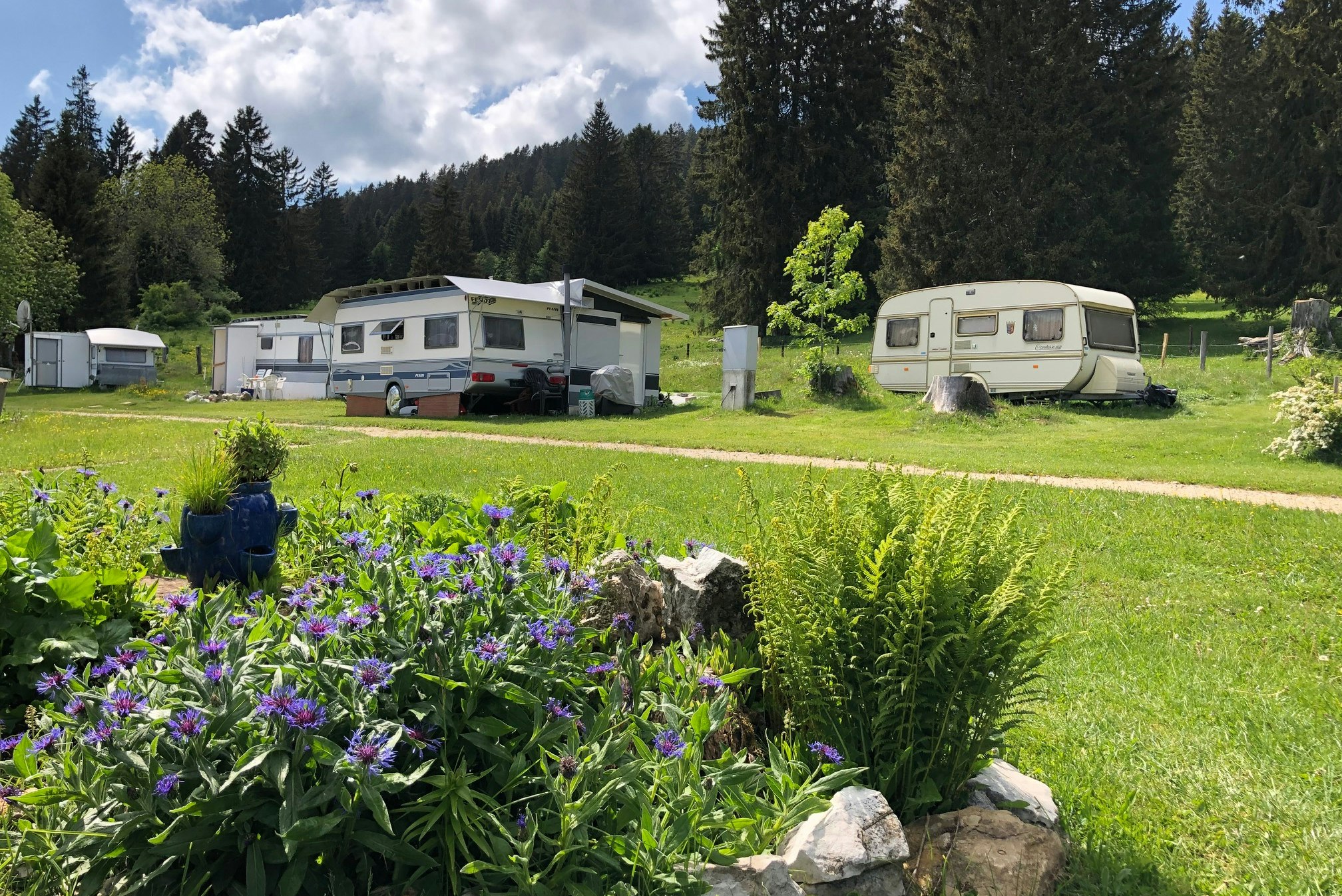 Camping Les Cluds - Standplätze im Grünen auf dem Campingplatz
