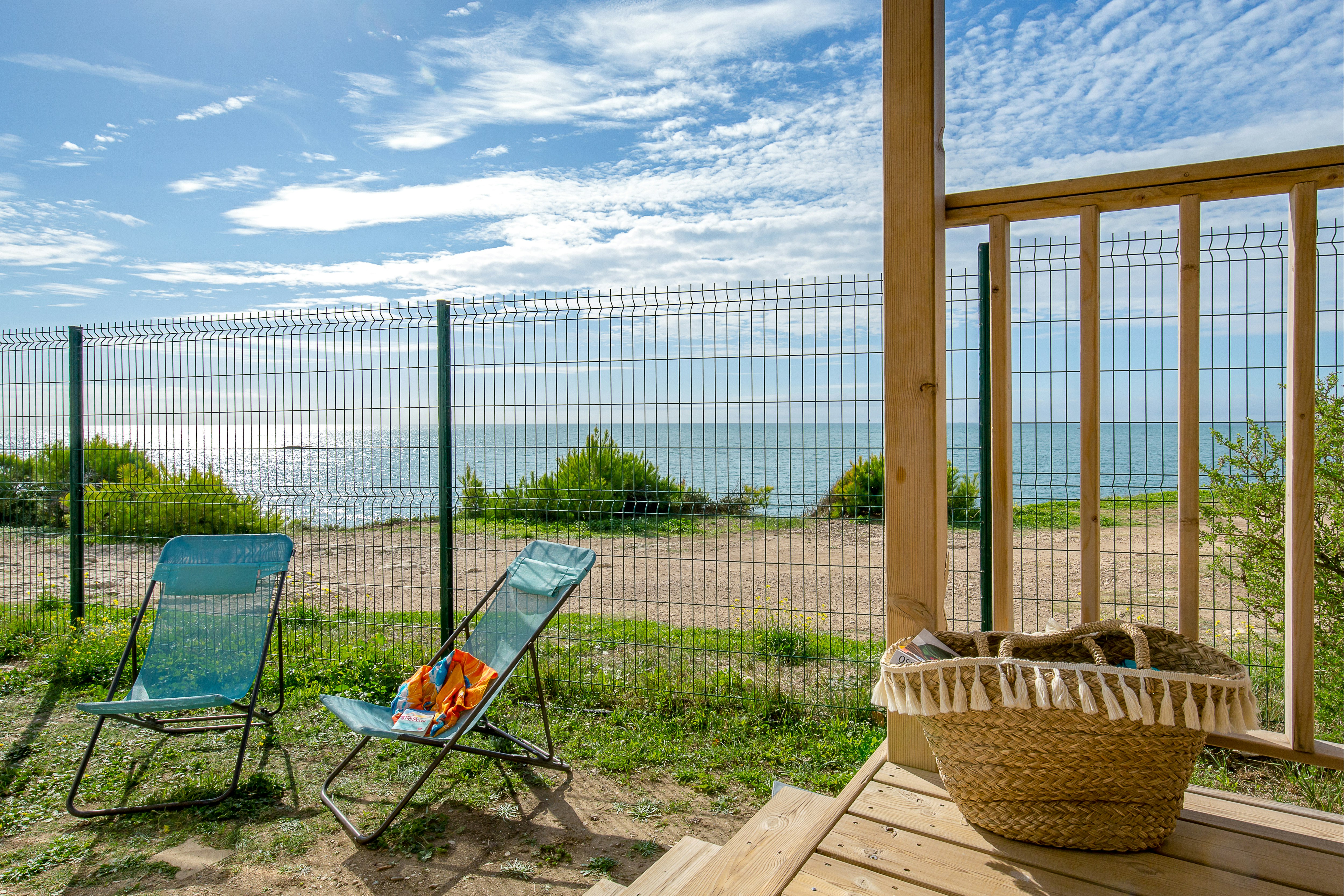 Camping Les Mouettes - Mobilheim mit Blick auf das Meer