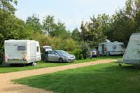 Camping Les Portes de l'Anjou - Wohnmobilstellplatz vom Campingplatz zwischen Bäumen 
