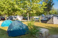 Camping L'Espiguette  -  Wohnwagen- und Zeltstellplatz vom Campingplatz zwischen Bäumen