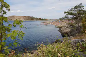 Göteborgs Camping Lilleby First Camp Göteborgs - Lilleby - Badestrand am Campingplatz