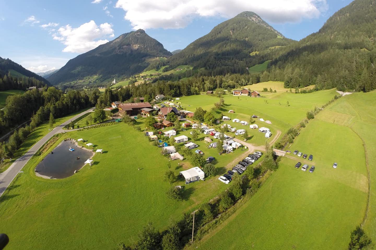 Camping Lindlerhof am See - Campingplatz im National Park Hohe Tauern aus der Vogelperspektive