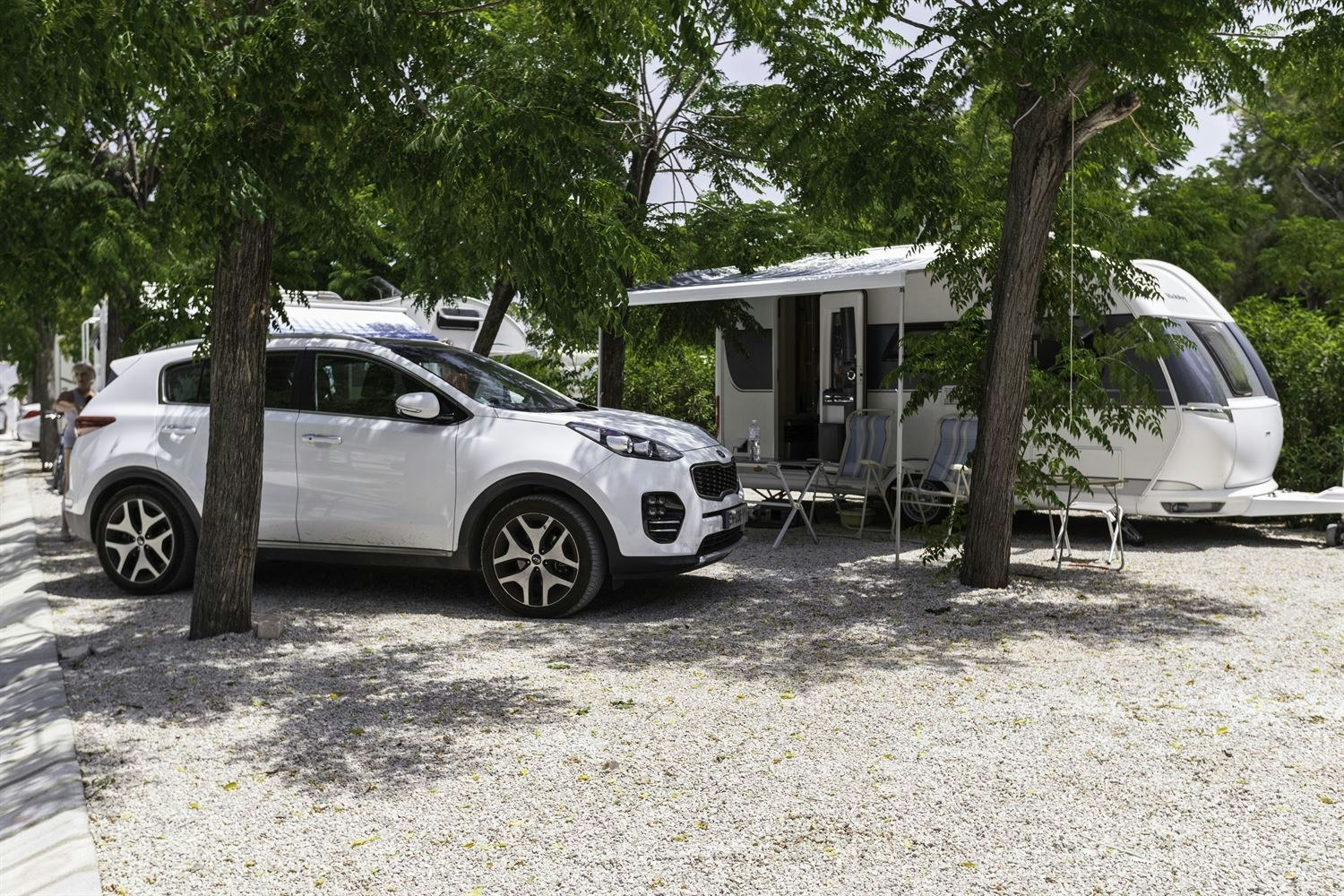 Camping Los Llanos - Standplätze zwischen den Bäumen auf dem Campingplatz