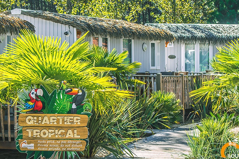 Camping Lou Pignada  CAMPING LOU PIGNADA - Blick auf die Mobilheime mit Terrasse