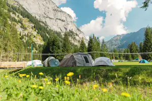 Camping Marmolada Malga Ciapela Camping Malga Ciapela Marmolada - Zeltplätze auf der Wiese umgeben von Wald und Bergen
