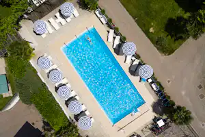 Camping Markushof - Pool aus der Vogelperspektive