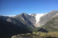 Camping Melkevoll Bretun-  Blick auf den Briksdal-Gletscher