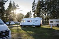 Nordic Camping Mellsta - Wohnwagenstellplatz und Zeltplatz auf grüner Wiese auf dem Campingplatz