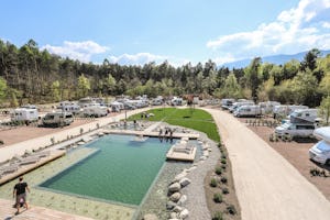 Camping Montiggl - Übersicht auf das gesamte Campingplatz Gelände