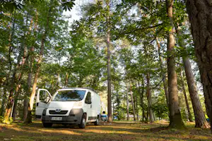 Onlycamp Camping Les Pins - Standplätze zwischen den Bäumen auf dem Campingplatz