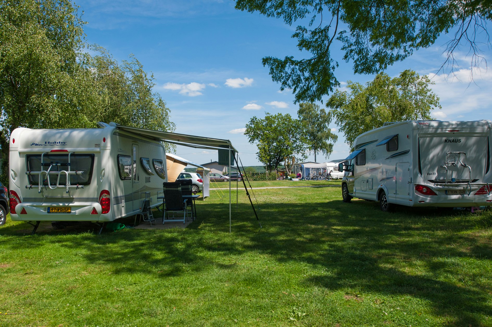 Camping Natuurlijk Limburg - Standplätze auf der Wiese auf dem Campingplatz