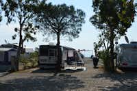 Camping Onda Azzurra - Wohnmobilstellplatz im Schatten der Bäume am Mittelmeer