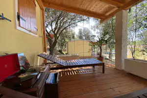 Camping Piccolo Campsite Piccolo Terrasse eines Ferienhauses