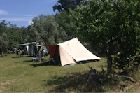 Camping Quinta das Cegonhas - Zelt und Wohnwagen auf dem Stellplatz