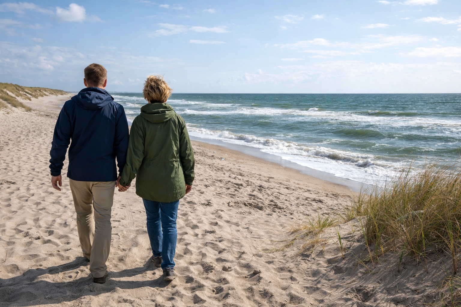 Camping Rødhus Klit - Camper spazieren am Strand