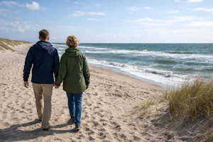 Camping Rødhus Klit - Camper spazieren am Strand