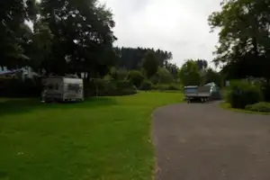 Camping Saland - Wohnwagen- und Zeltstellplatz vom Campingplatz auf einer Wiese zwischen Bäumen