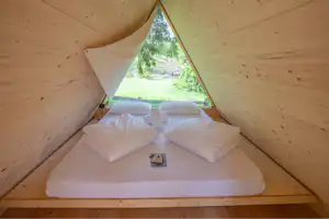 Camping Sass Dlacia - Innenansicht einer Mietunterkunft auf dem Campingplatz
