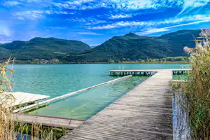 Camping St. Josef am Kalterer See - Blick auf den See vom Campingplatz