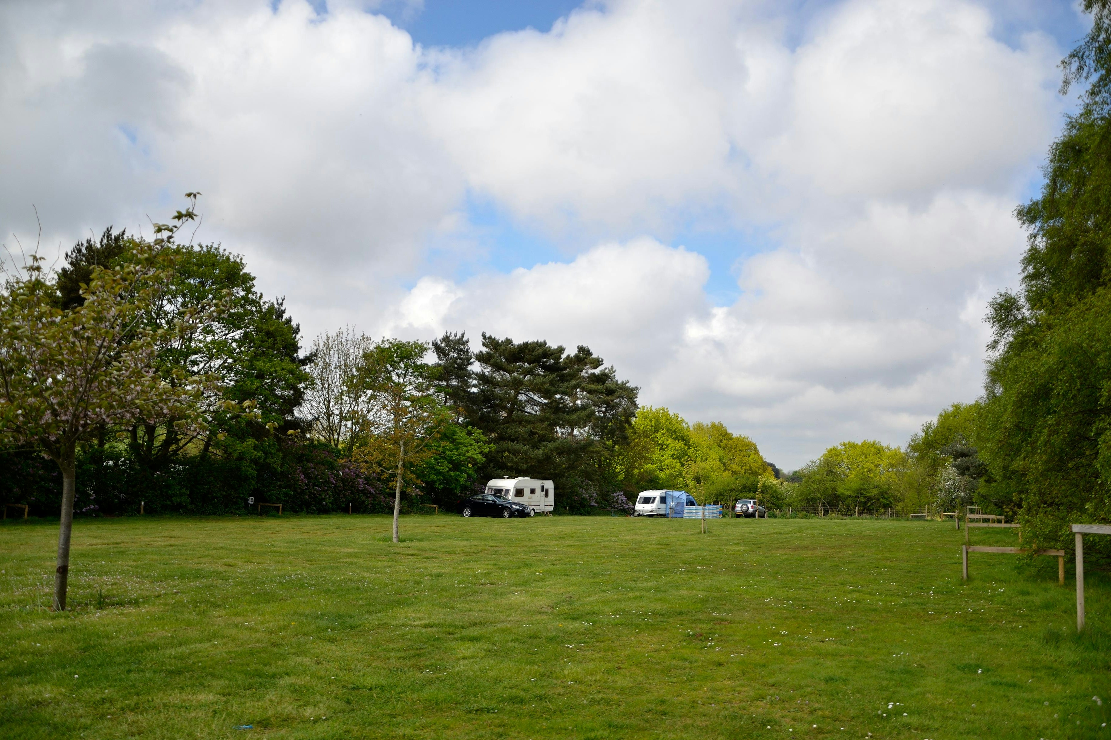 Shottisham Campsite  Camping St. Margaret's - Blick auf die Standplätze auf der Wiese