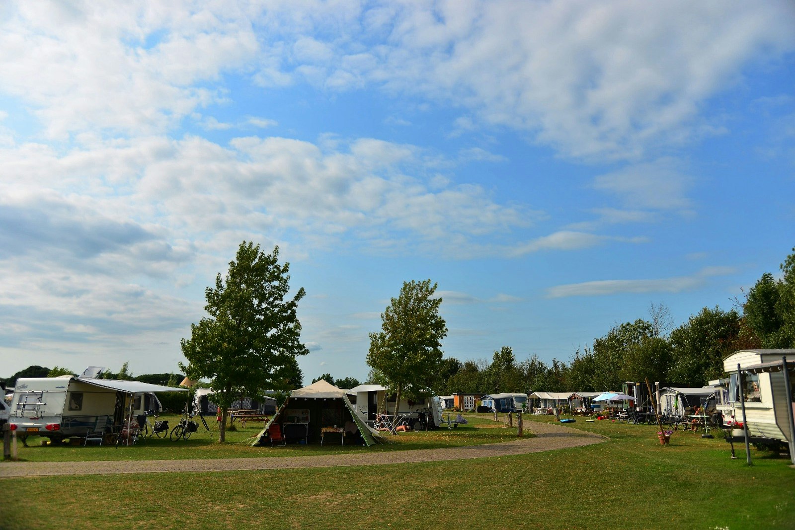 Stadscamping Schoonhoven  Camping 't Wilgerak - Standplätze auf der Wiese auf dem Campingplatz