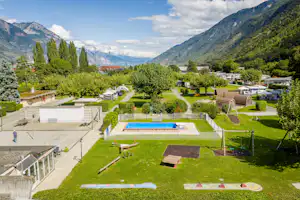 TCS Camping Martigny - Luftaufnahme des Campingplatzes