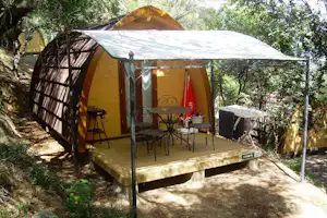 Camping Torraccia Mobilheim vom Campingplatz mit Veranda