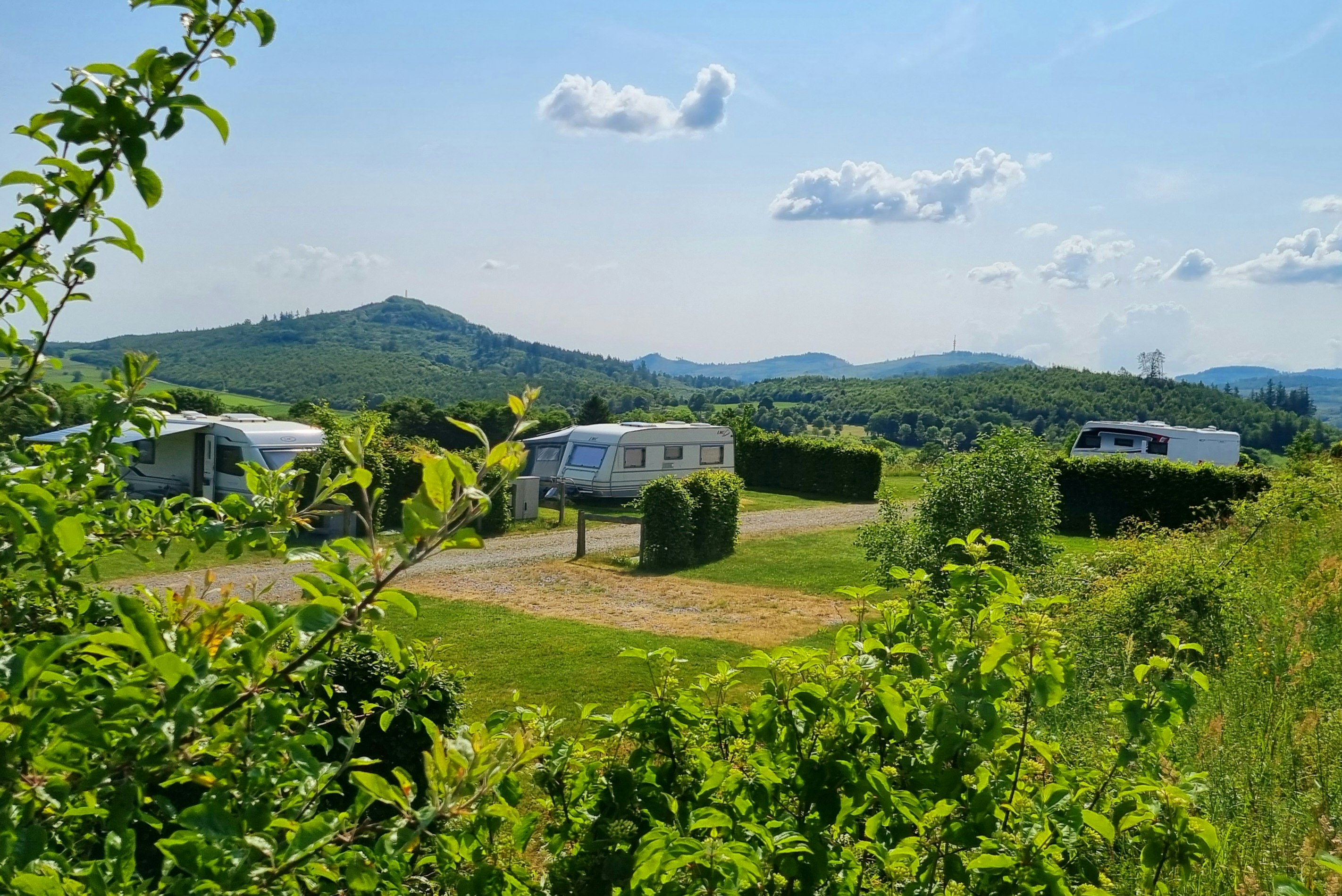 Camping und Ferienpark Brilon - Blick auf die Standplätze auf der Wiese