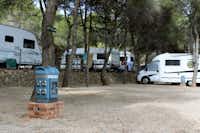Camping Vilanova Park  -  Wohnwagenstellplatz und Wohnmobilstellplatz vom Campingplatz zwischen Bäumen