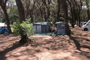 Camping Villaggio Le Marze - Wohnwagenstellplatz und Wohnmobilstellplatz unter Bäumen
