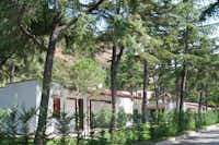 Camping Villaggio Turistico la Mantinera  -  Mobilheime vom Campingplatz zwischen Bäumen