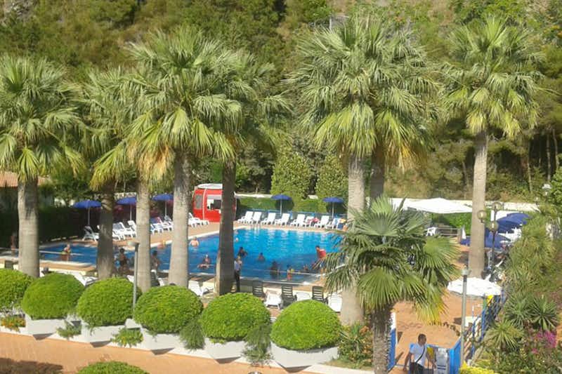 Camping Villaggio Turistico la Mantinera  - Blick auf den Pool zwischen Palmen