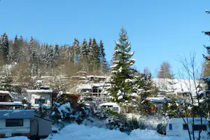 Der Campingplatz Camping Vossmecke im Sauerland im WInter