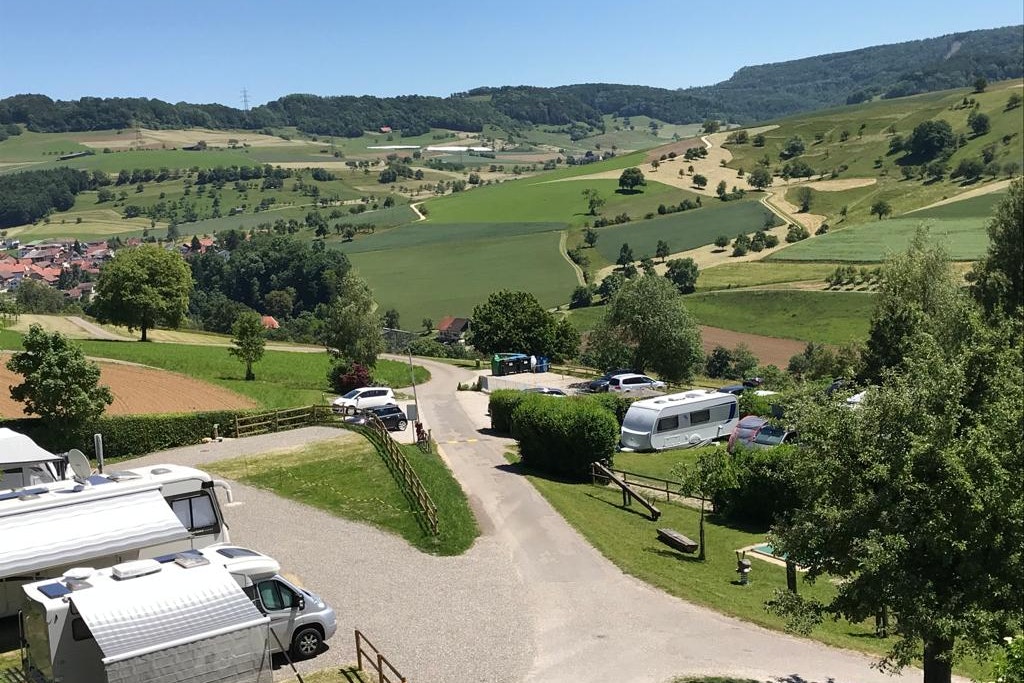 Camping Waldesruh - Blick auf die Stellplätze auf der Wiese