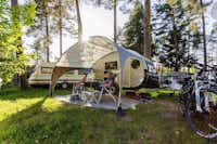 Camping Waldsee - Schattiger Zeltplatz und Wohnwagenstellplatz zwischen den Bäumen auf dem Campingplatz